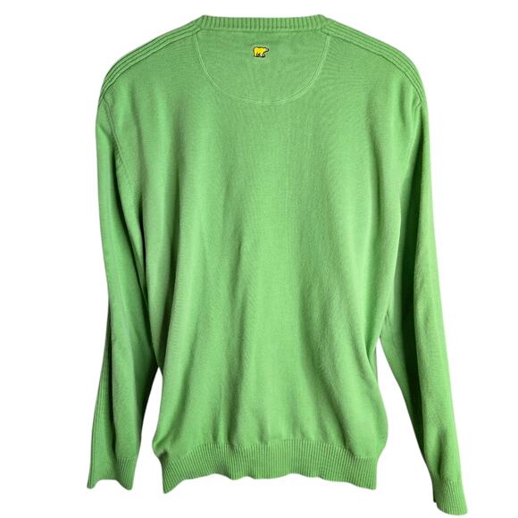 Jack Nicklaus Mens Sweater Large Green V‎ Neck Cotton Knit Pullover Golden Bear - Picture 6 of 8